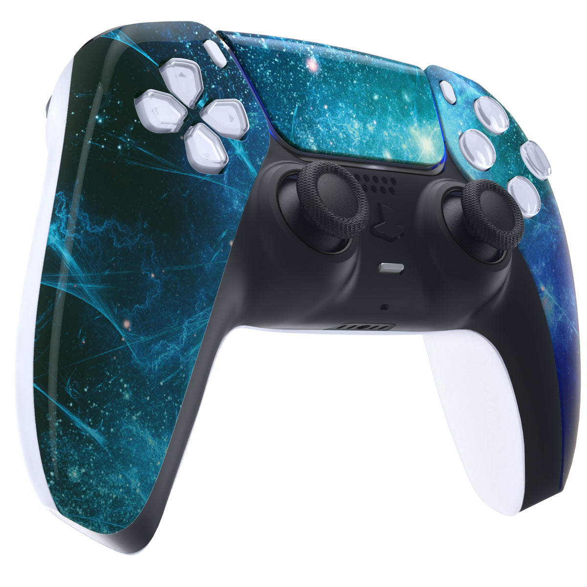 eXtremeRate Replacement Front Housing Shell with Touchpad Compatible with PS5 Controller BDM-010/020/030/040/050/060 - Blue Nebula