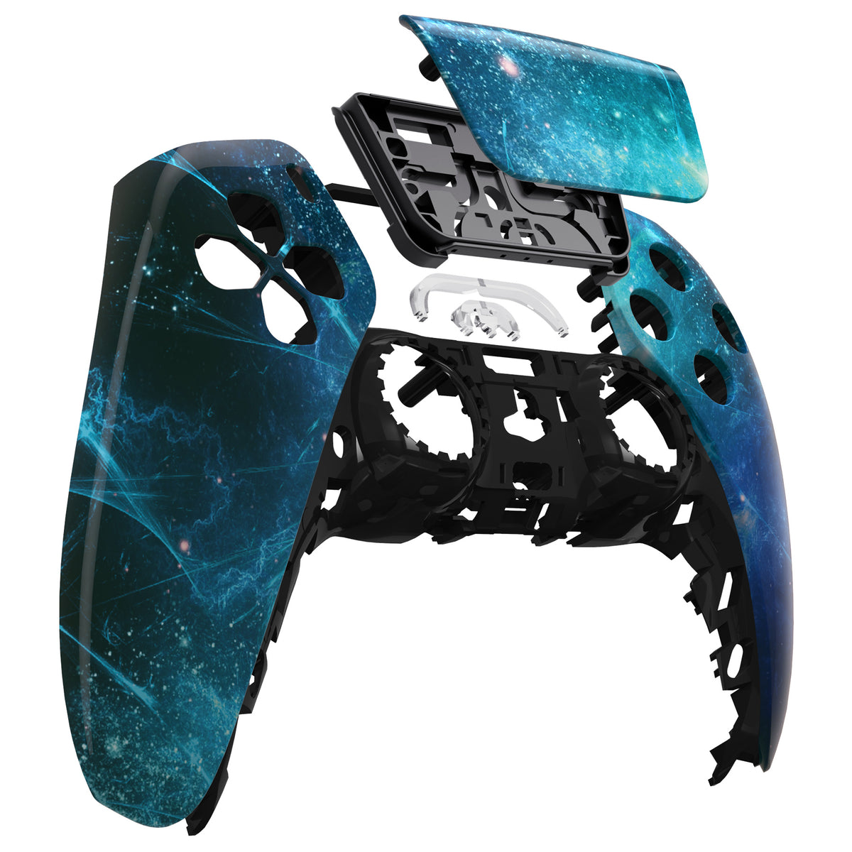 eXtremeRate Replacement Front Housing Shell with Touchpad Compatible with PS5 Controller BDM-010/020/030/040/050/060 - Blue Nebula