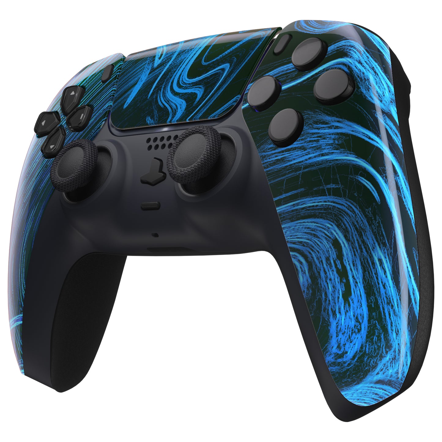 eXtremeRate Replacement Front Housing Shell with Touchpad Compatible with PS5 Controller BDM-010/020/030/040/050 - Blue Swirl