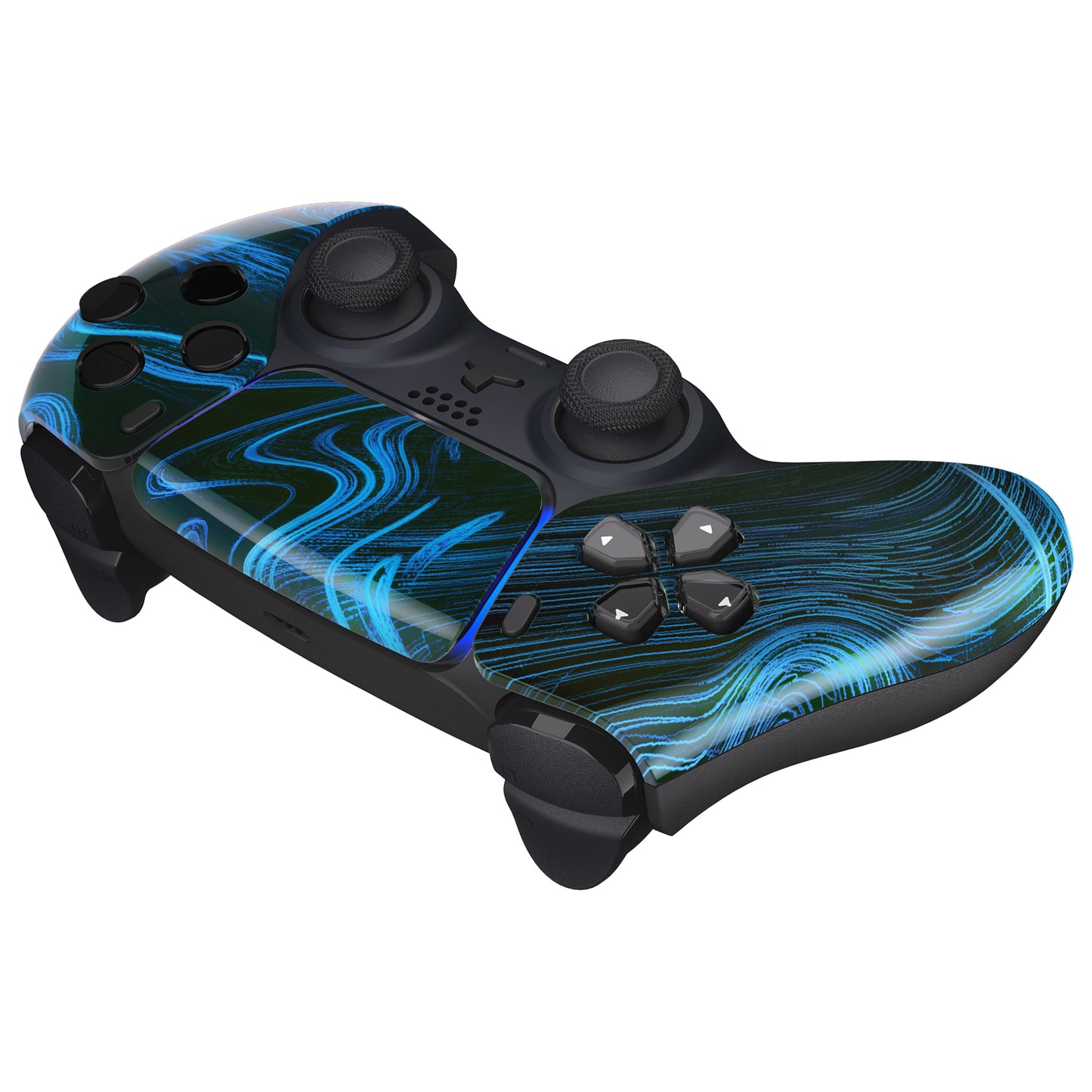eXtremeRate Replacement Front Housing Shell with Touchpad Compatible with PS5 Controller BDM-010/020/030/040/050 - Blue Swirl
