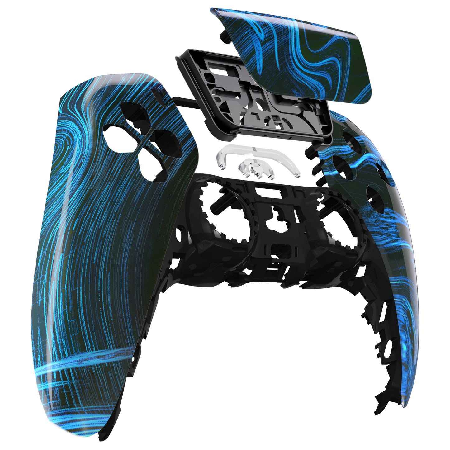 eXtremeRate Replacement Front Housing Shell with Touchpad Compatible with PS5 Controller BDM-010/020/030/040/050 - Blue Swirl