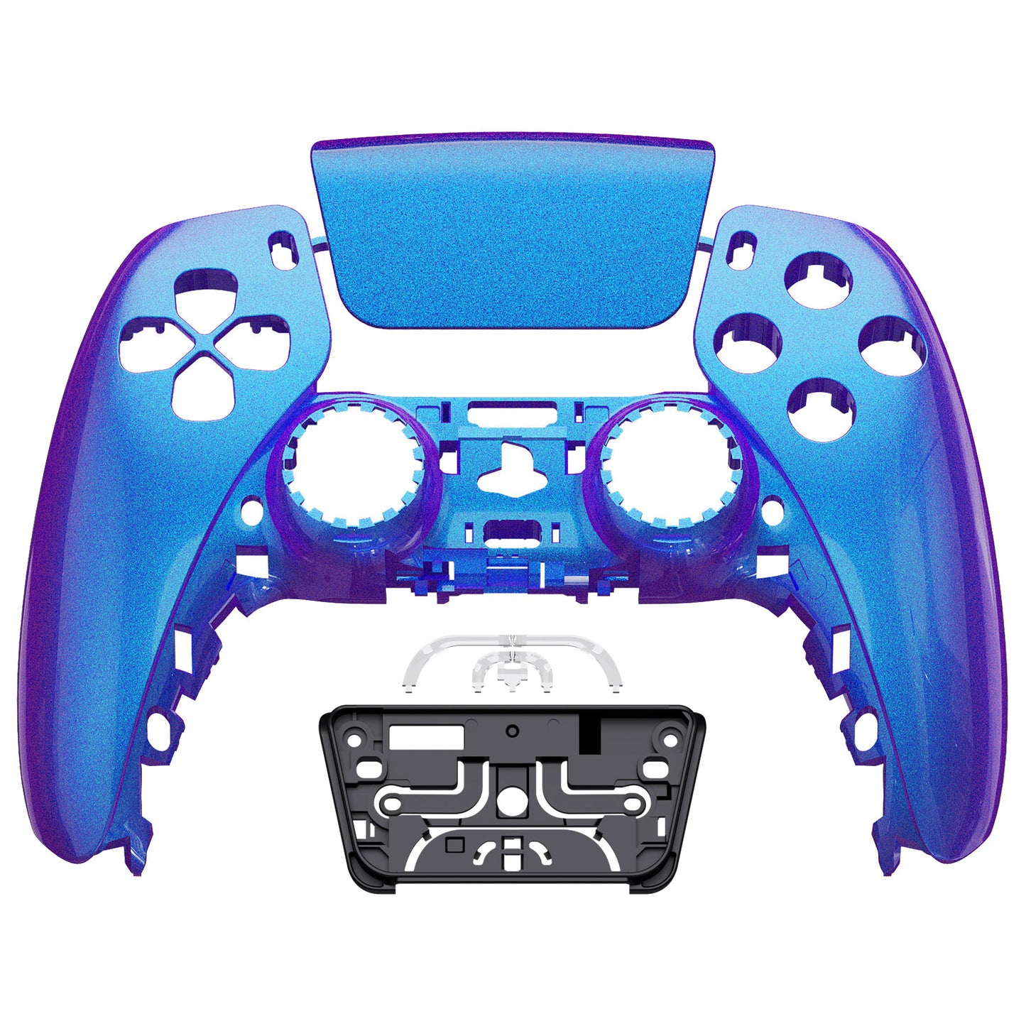 eXtremeRate Replacement Front Housing Shell with Touchpad Compatible with PS5 Controller BDM-010/020/030/040/050 - Chameleon Purple Blue