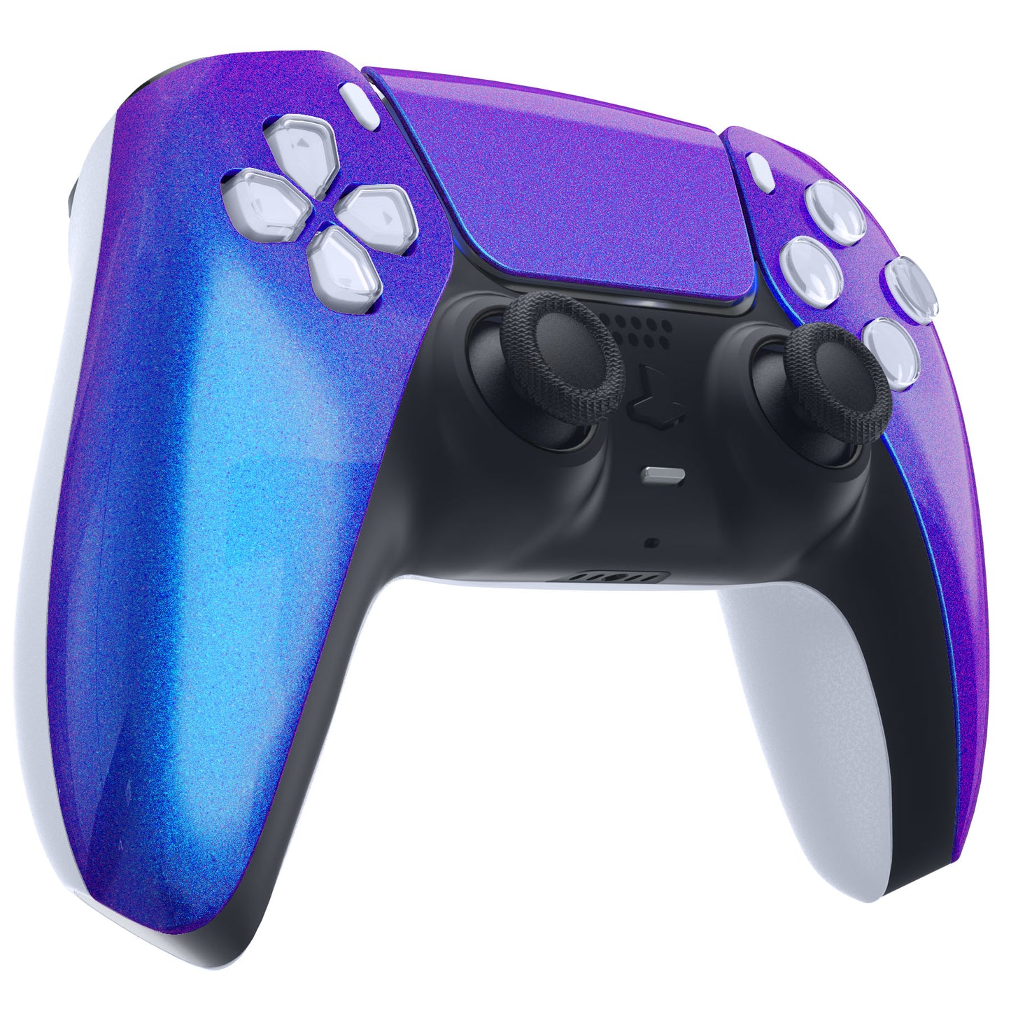 eXtremeRate Replacement Front Housing Shell with Touchpad Compatible with PS5 Controller BDM-010/020/030/040/050 - Chameleon Purple Blue