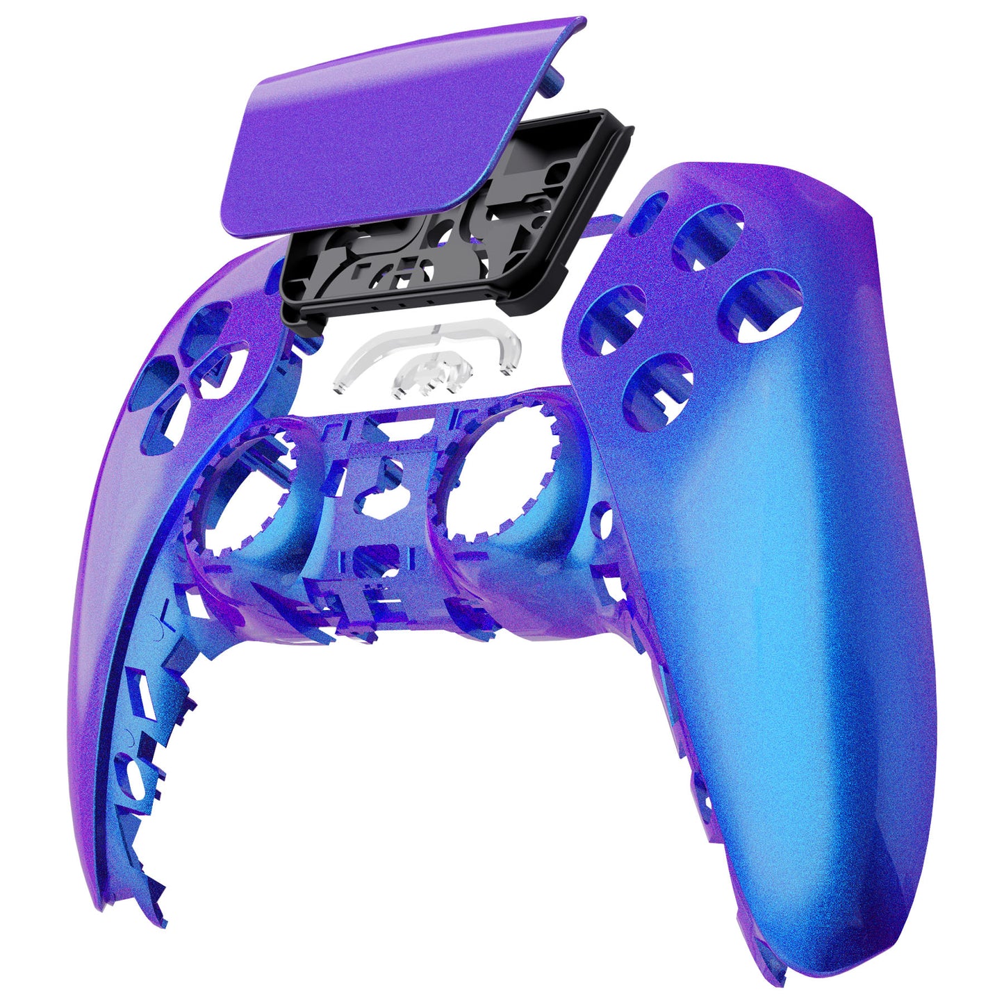 eXtremeRate Replacement Front Housing Shell with Touchpad Compatible with PS5 Controller BDM-010/020/030/040/050 - Chameleon Purple Blue