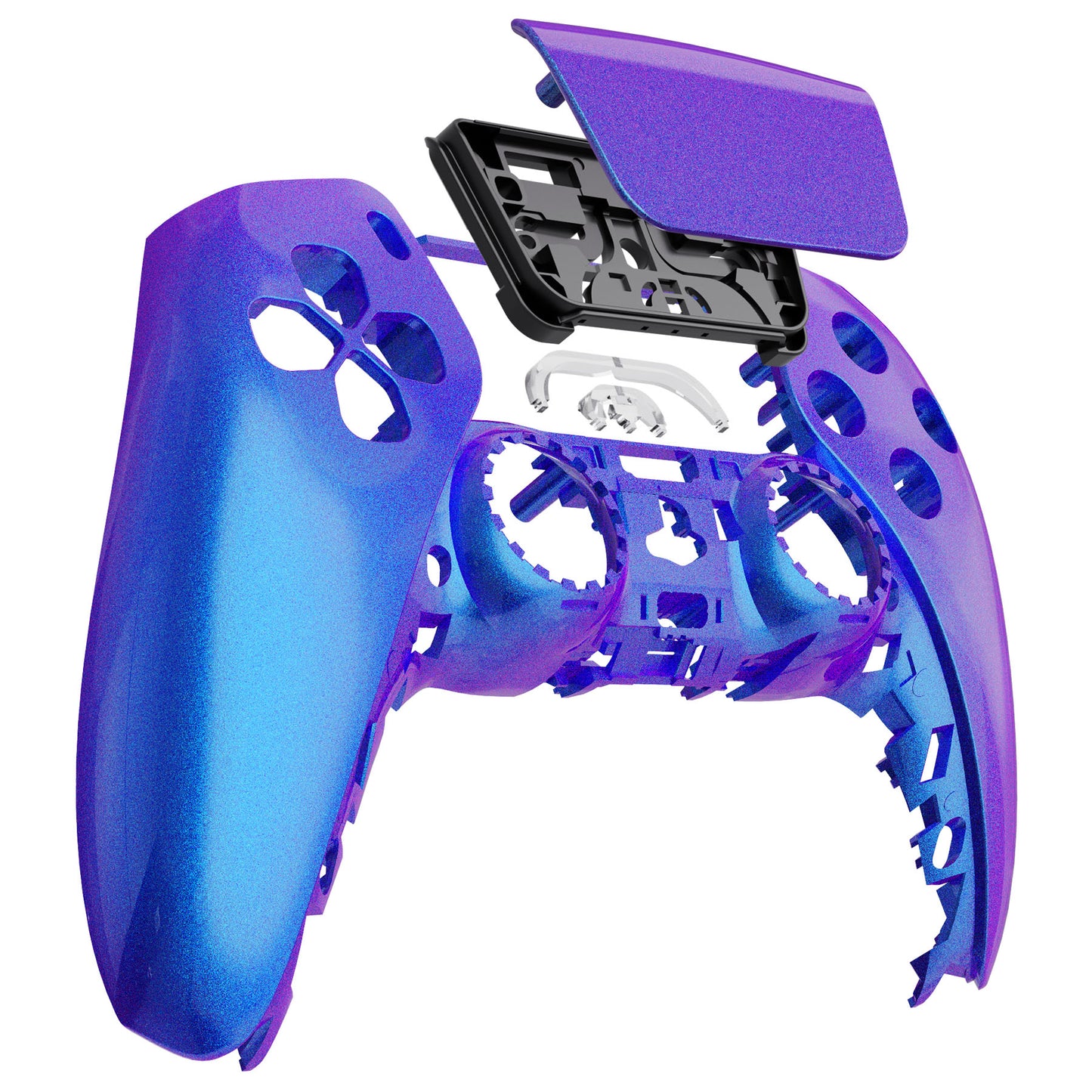 eXtremeRate Replacement Front Housing Shell with Touchpad Compatible with PS5 Controller BDM-010/020/030/040/050 - Chameleon Purple Blue