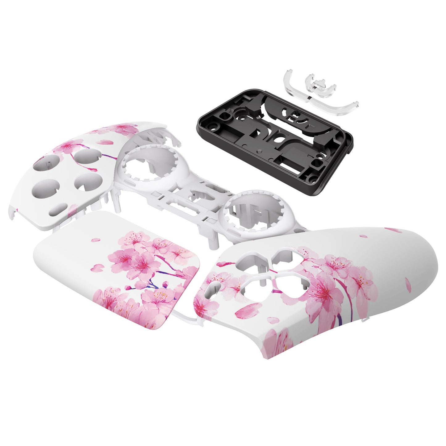 eXtremeRate Replacement Front Housing Shell with Touchpad Compatible with PS5 Controller BDM-010/020/030/040/050/060 - Cherry Blossom Whisper