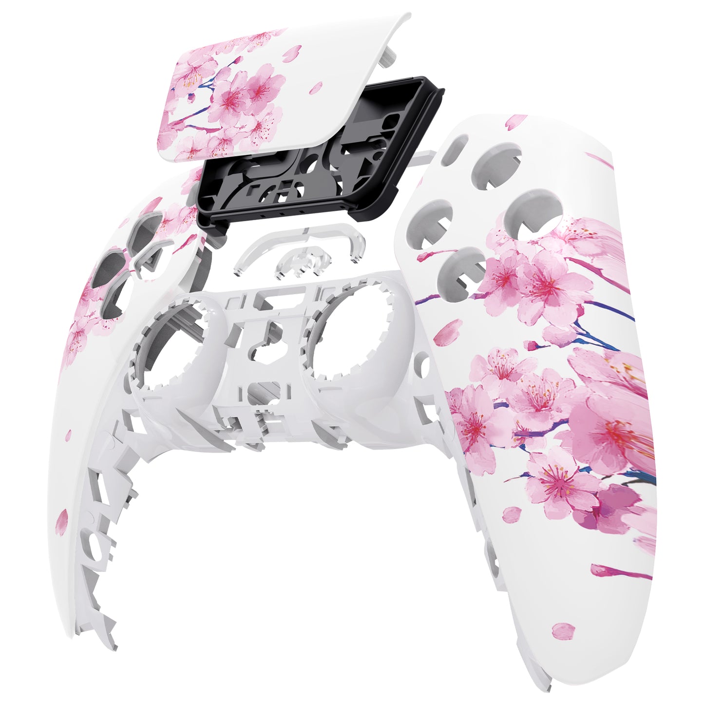 eXtremeRate Replacement Front Housing Shell with Touchpad Compatible with PS5 Controller BDM-010/020/030/040/050/060 - Cherry Blossom Whisper