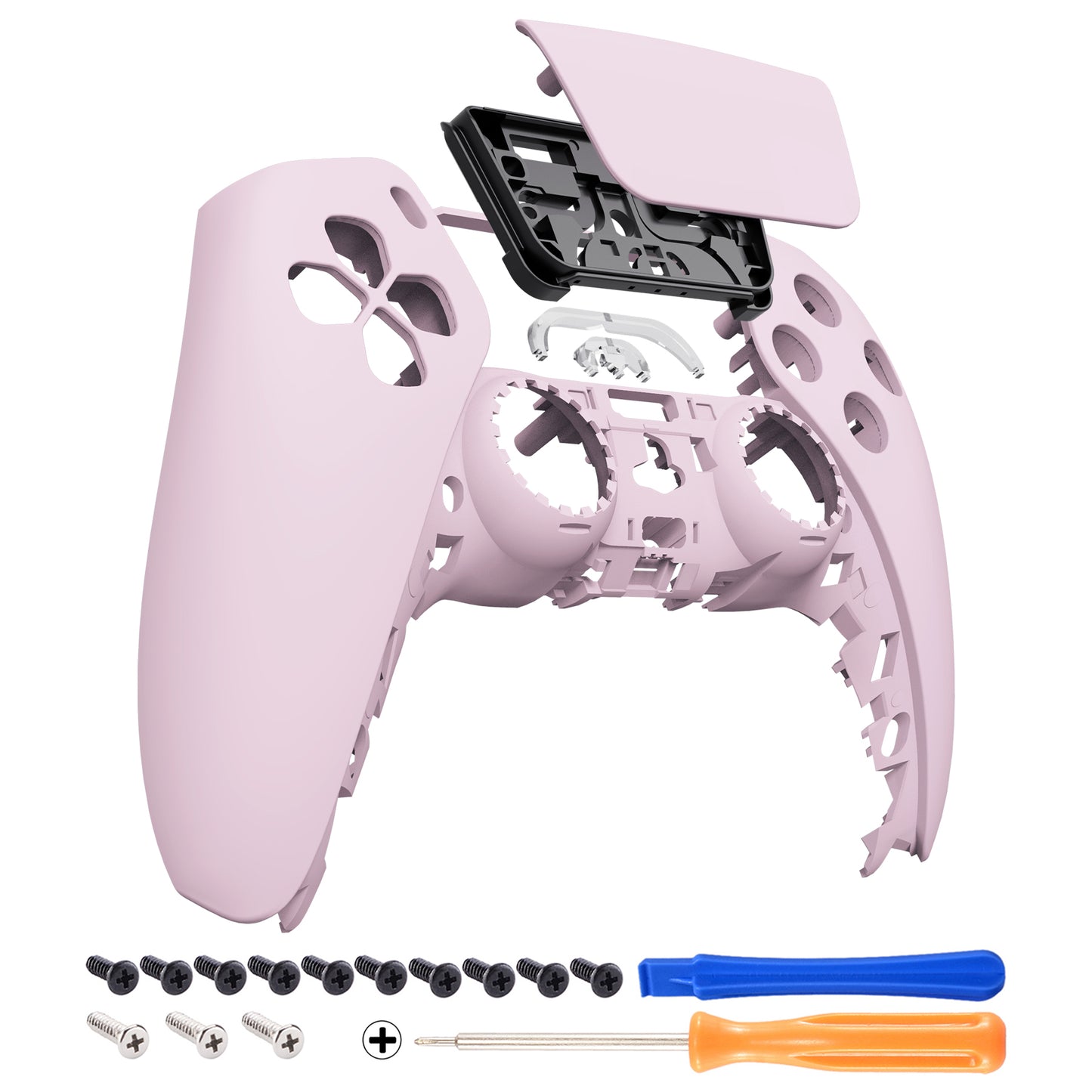 eXtremeRate Replacement Front Housing Shell with Touchpad Compatible with PS5 Controller BDM-010/020/030/040/050 - Cherry Blossoms Pink