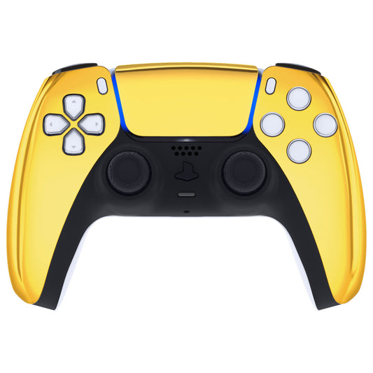 eXtremeRate Replacement Front Housing Shell with Touchpad Compatible with PS5 Controller BDM-010/020/030/040/050 - Chrome Gold