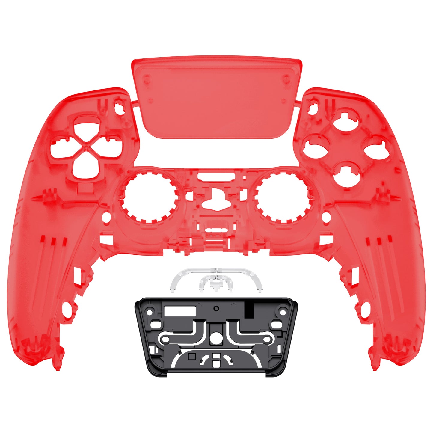 eXtremeRate Replacement Front Housing Shell with Touchpad Compatible with PS5 Controller BDM-010/020/030/040/050 - Clear Red