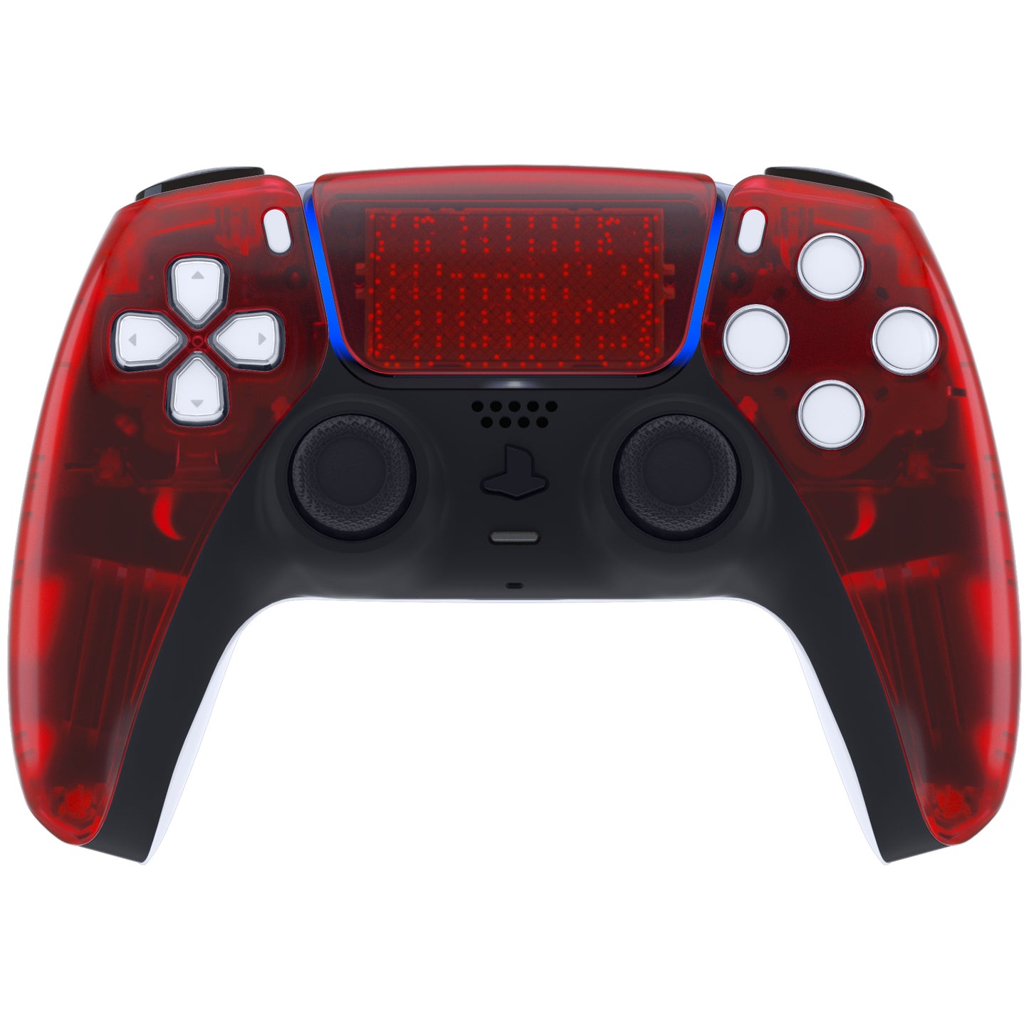 eXtremeRate Replacement Front Housing Shell with Touchpad Compatible with PS5 Controller BDM-010/020/030/040/050 - Clear Red