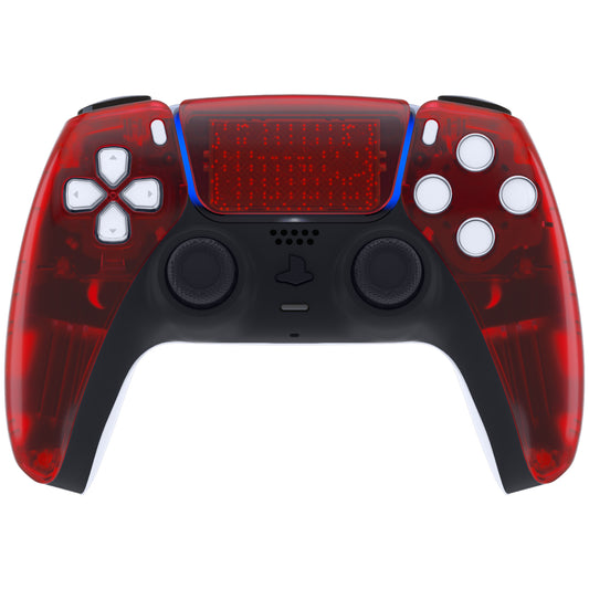 eXtremeRate Replacement Front Housing Shell with Touchpad Compatible with PS5 Controller BDM-010/020/030/040/050 - Clear Red