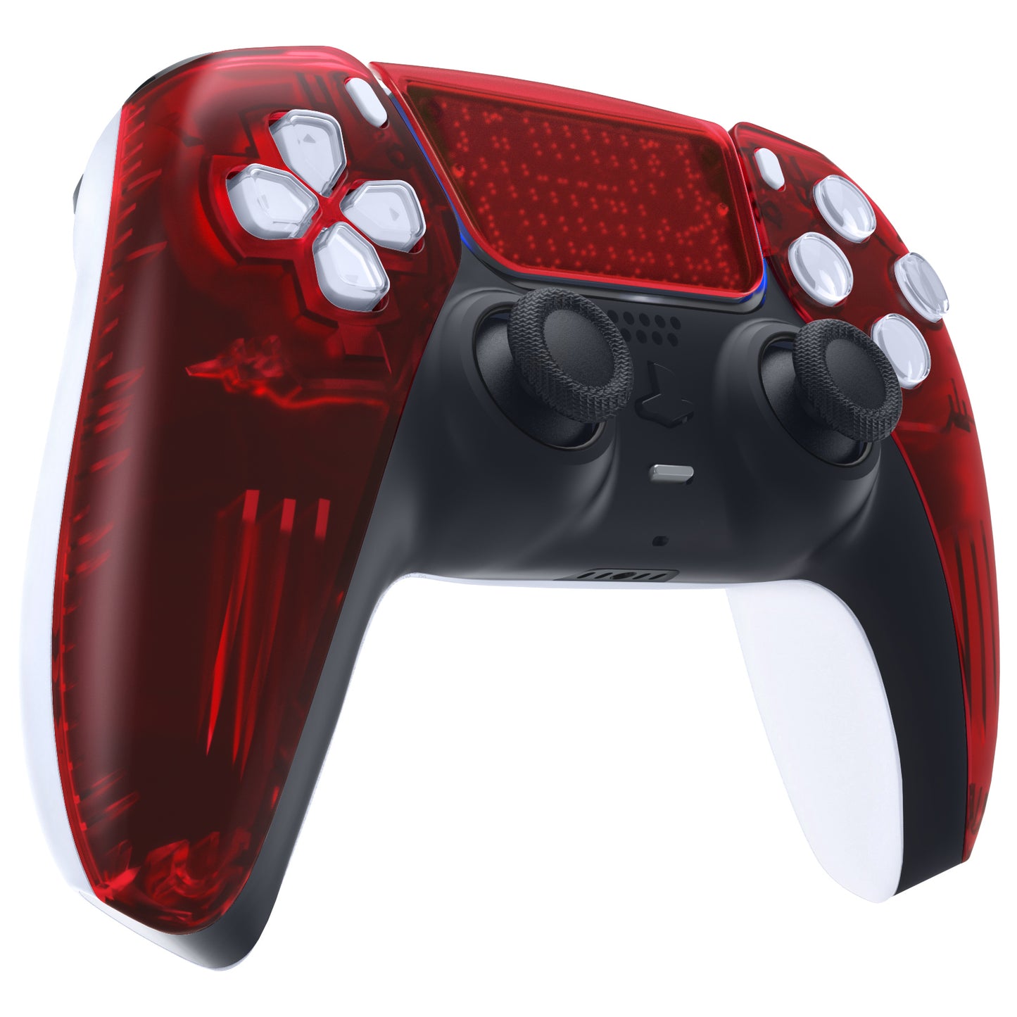 eXtremeRate Replacement Front Housing Shell with Touchpad Compatible with PS5 Controller BDM-010/020/030/040/050 - Clear Red