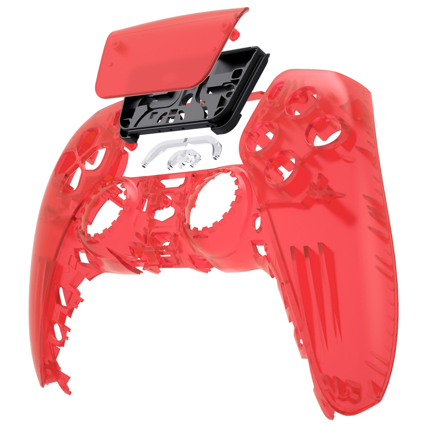 eXtremeRate Replacement Front Housing Shell with Touchpad Compatible with PS5 Controller BDM-010/020/030/040/050 - Clear Red