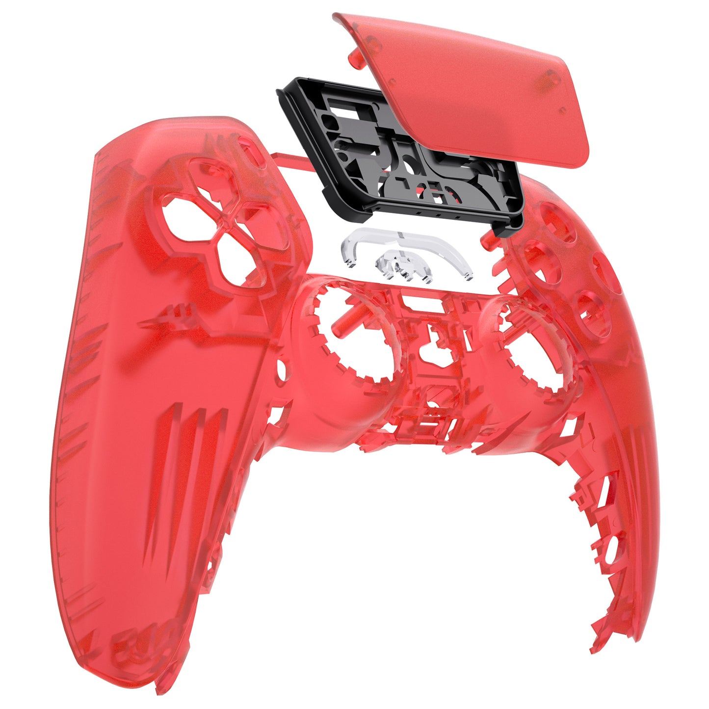 eXtremeRate Replacement Front Housing Shell with Touchpad Compatible with PS5 Controller BDM-010/020/030/040/050 - Clear Red
