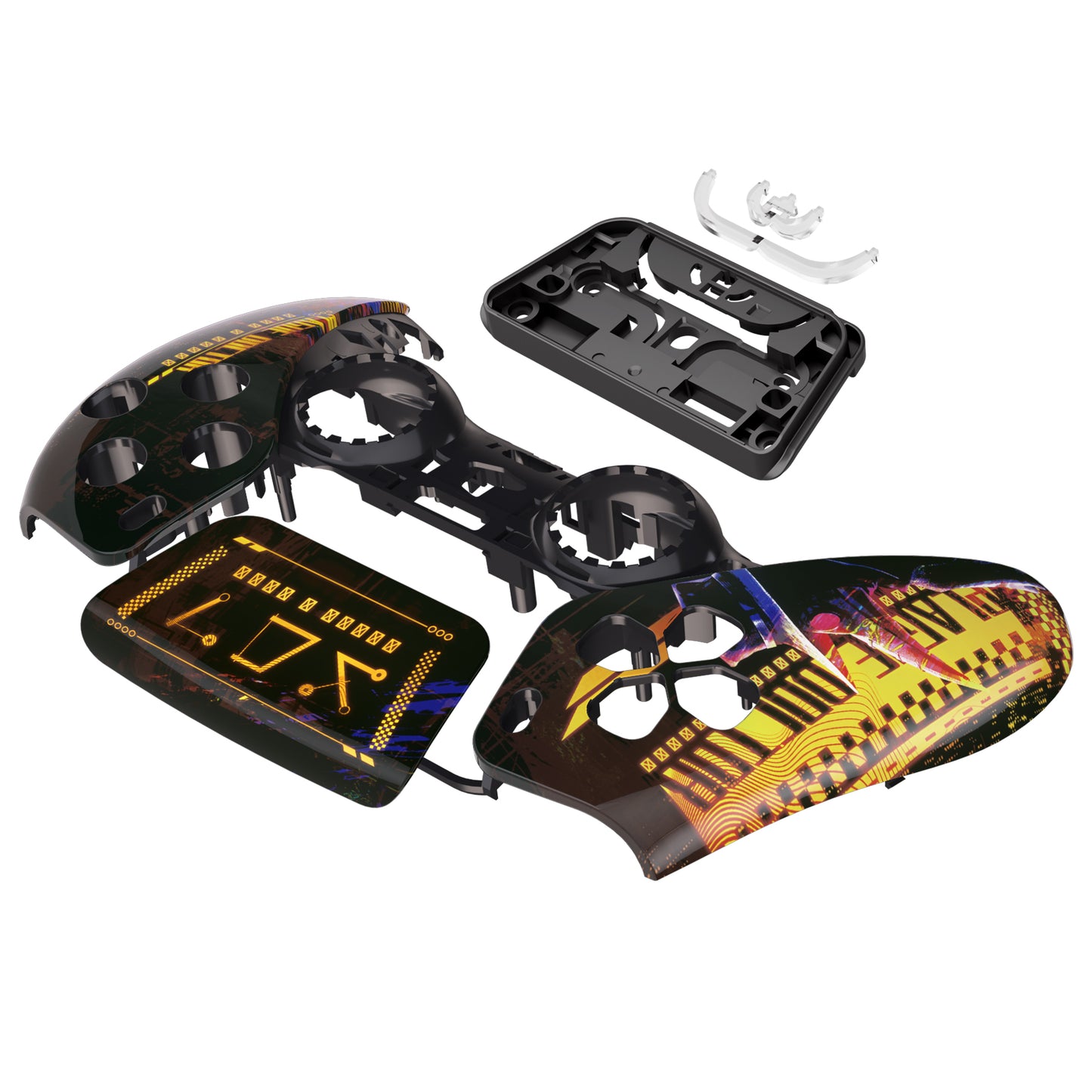 eXtremeRate Replacement Front Housing Shell with Touchpad Compatible with PS5 Controller BDM-010/020/030/040/050 - Cyber Plague