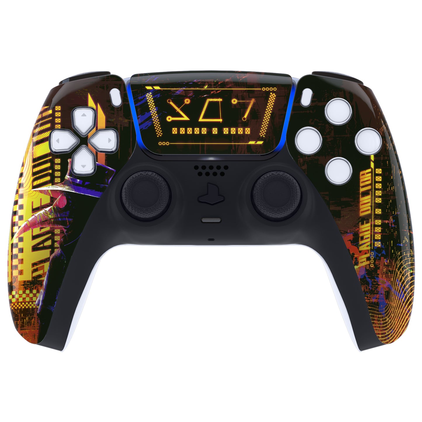 eXtremeRate Replacement Front Housing Shell with Touchpad Compatible with PS5 Controller BDM-010/020/030/040/050 - Cyber Plague