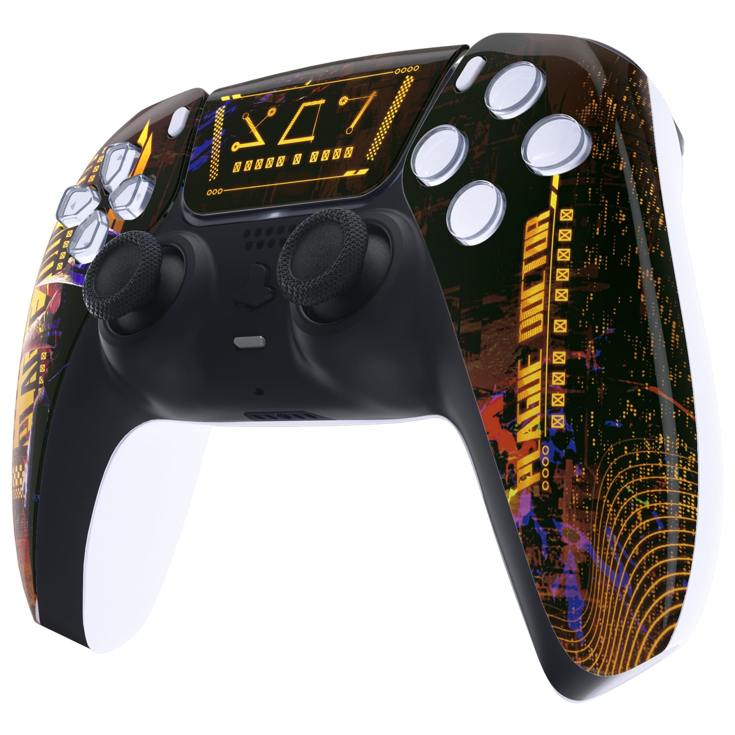 eXtremeRate Replacement Front Housing Shell with Touchpad Compatible with PS5 Controller BDM-010/020/030/040/050 - Cyber Plague