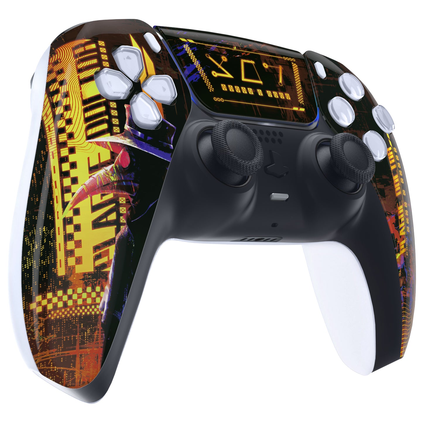 eXtremeRate Replacement Front Housing Shell with Touchpad Compatible with PS5 Controller BDM-010/020/030/040/050 - Cyber Plague