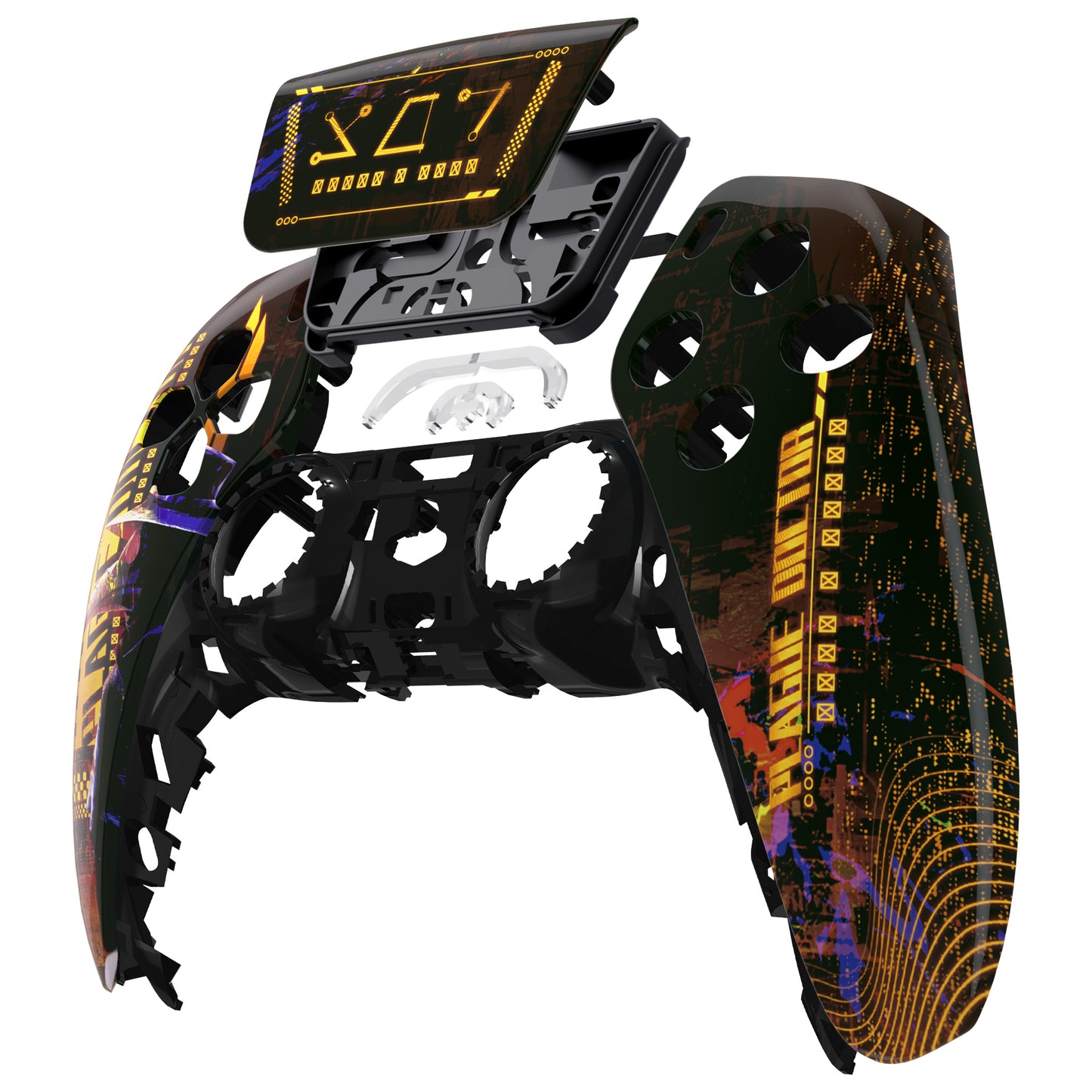 eXtremeRate Replacement Front Housing Shell with Touchpad Compatible with PS5 Controller BDM-010/020/030/040/050 - Cyber Plague