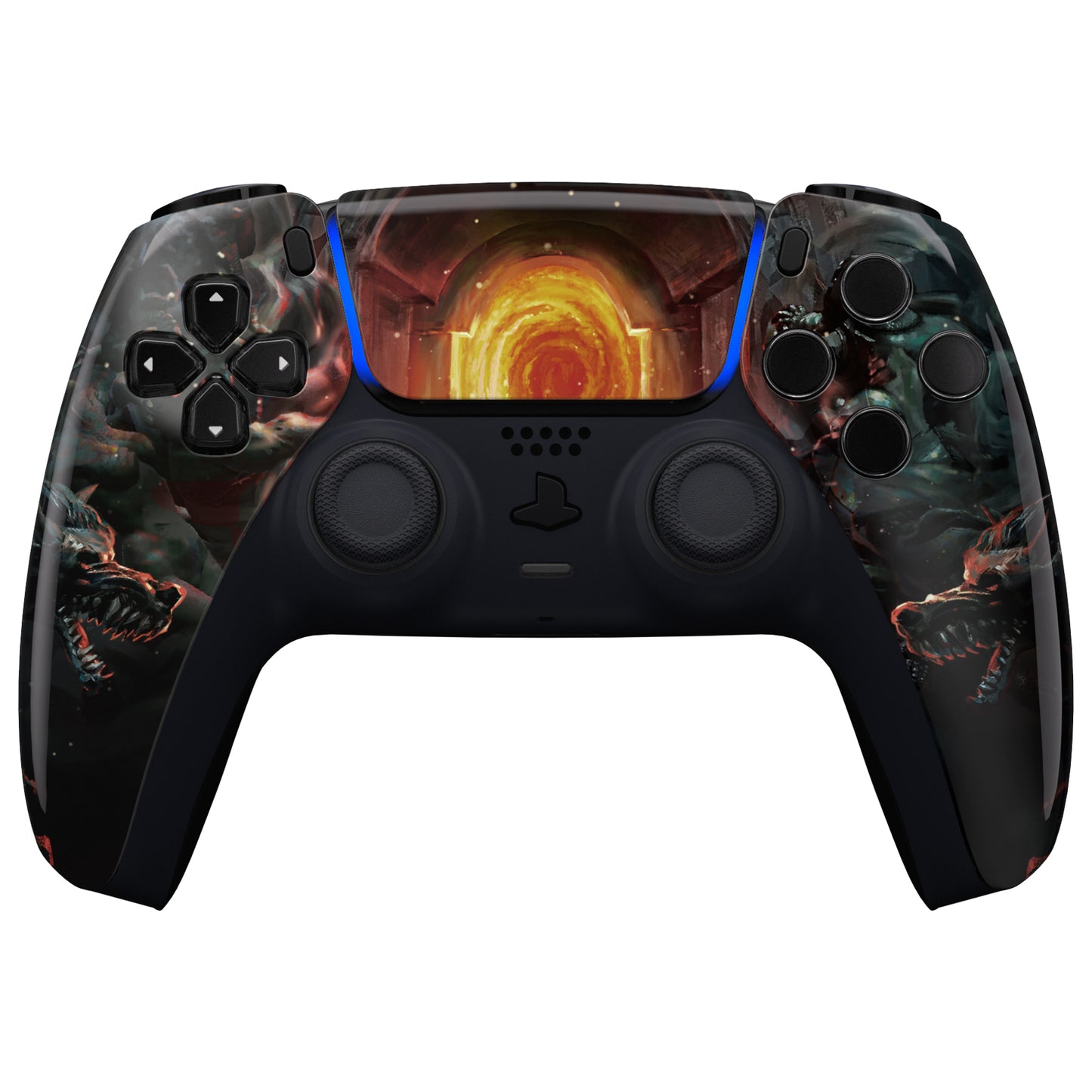 eXtremeRate Replacement Front Housing Shell with Touchpad Compatible with PS5 Controller BDM-010/020/030/040/050 - Entrance of Hell