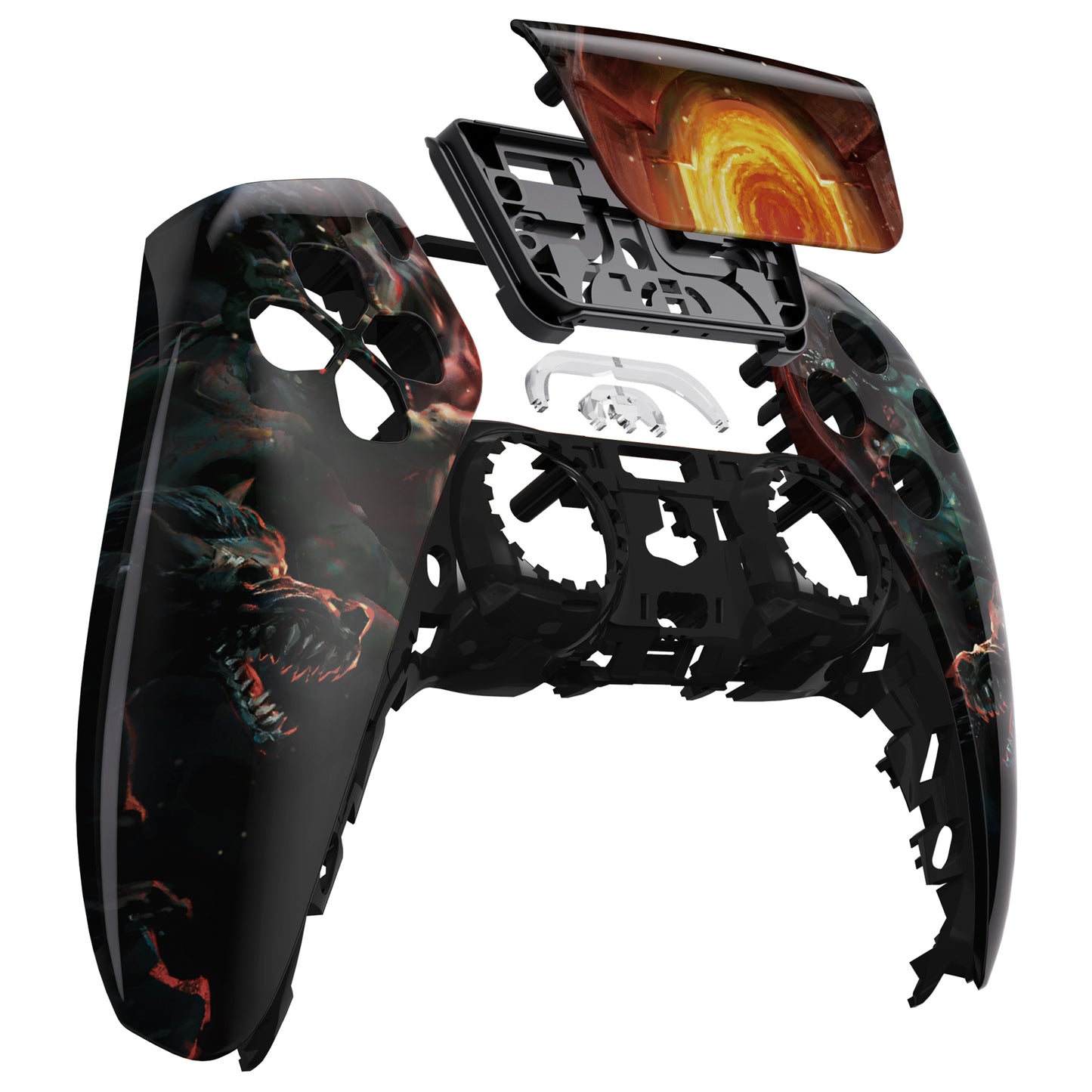 eXtremeRate Replacement Front Housing Shell with Touchpad Compatible with PS5 Controller BDM-010/020/030/040/050 - Entrance of Hell