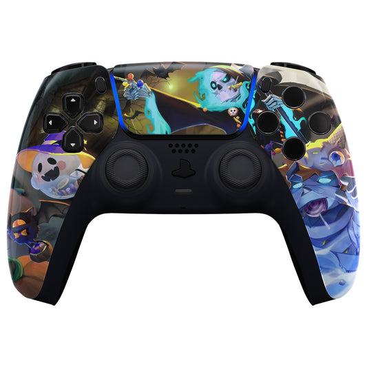 eXtremeRate Replacement Front Housing Shell with Touchpad Compatible with PS5 Controller BDM-010/020/030/040/050 - Glow in Dark - Halloween Candy Night