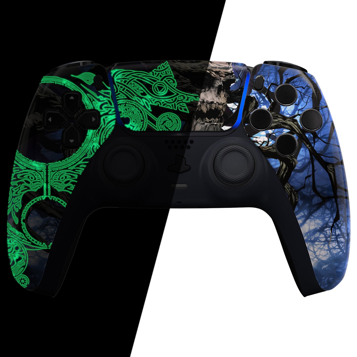 eXtremeRate Replacement Front Housing Shell with Touchpad Compatible with PS5 Controller BDM-010/020/030/040/050 - Glow in Dark - The Awakening of the Earth Lord