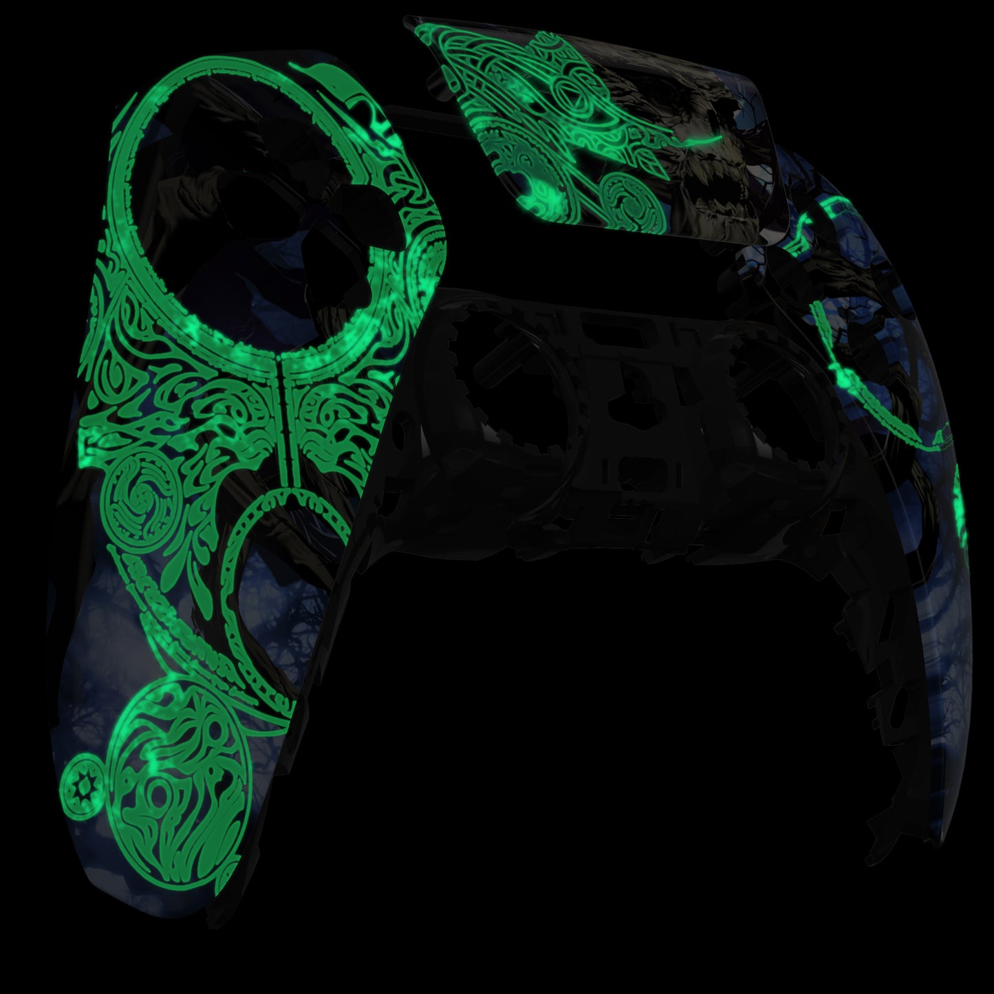 eXtremeRate Replacement Front Housing Shell with Touchpad Compatible with PS5 Controller BDM-010/020/030/040/050 - Glow in Dark - The Awakening of the Earth Lord