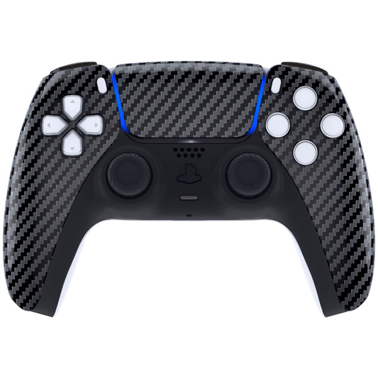 eXtremeRate Replacement Front Housing Shell with Touchpad Compatible with PS5 Controller BDM-010/020/030/040/050 - Graphite Carbon Fiber