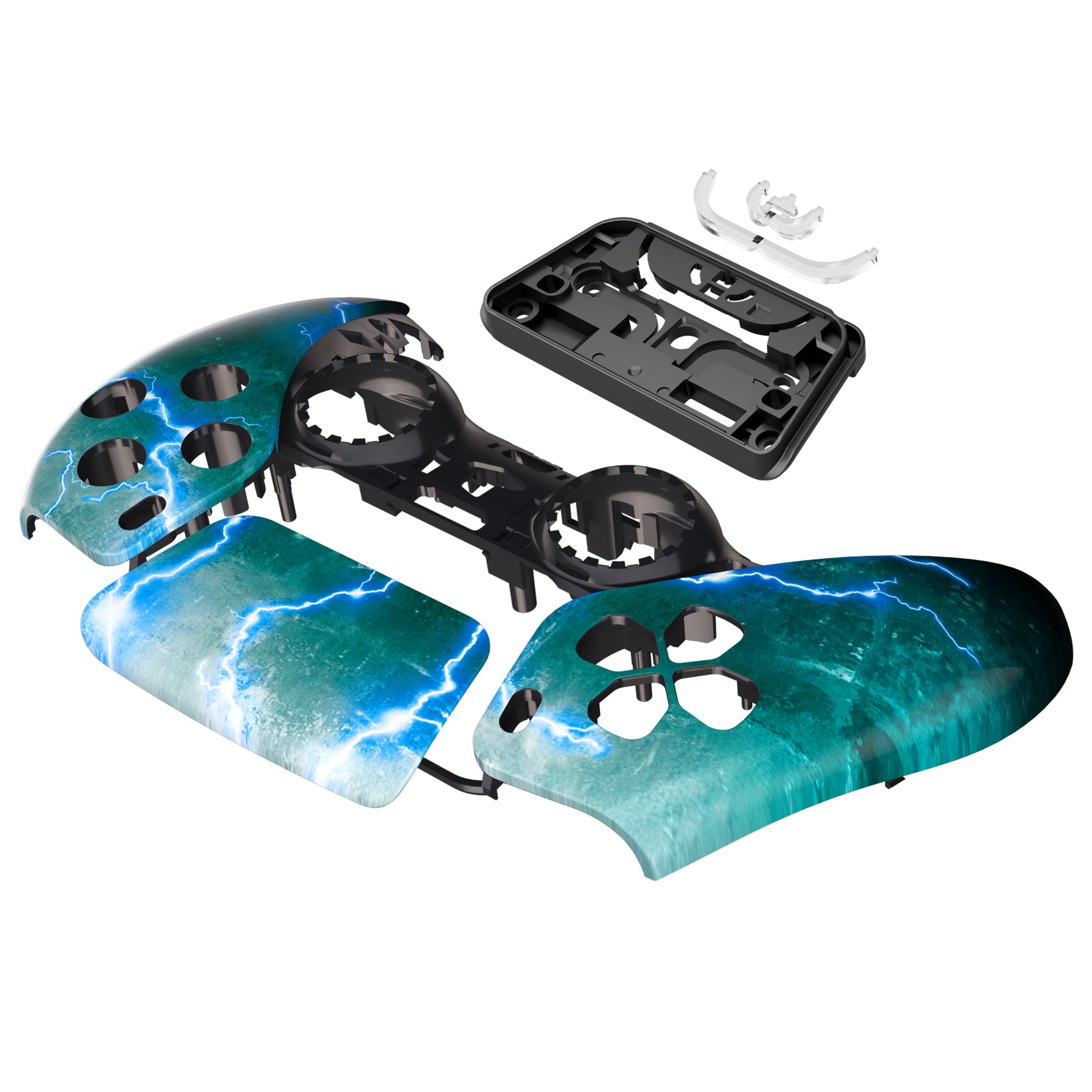 eXtremeRate Green Storm Thunder Touchpad Front Housing Shell