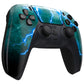 eXtremeRate Replacement Front Housing Shell with Touchpad Compatible with PS5 Controller BDM-010/020/030/040/050 - Green Storm Thunder
