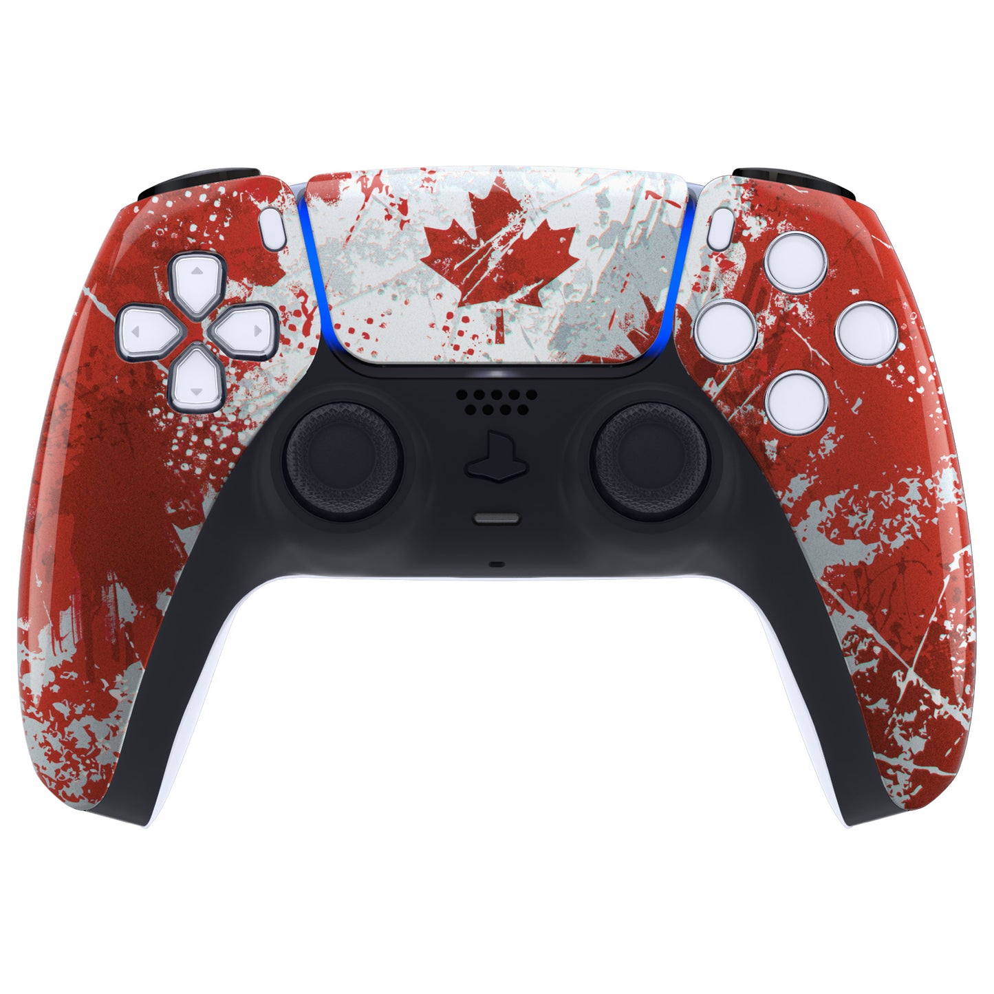 eXtremeRate Replacement Front Housing Shell with Touchpad Compatible with PS5 Controller BDM-010/020/030/040/050 - Impression Canada Flag