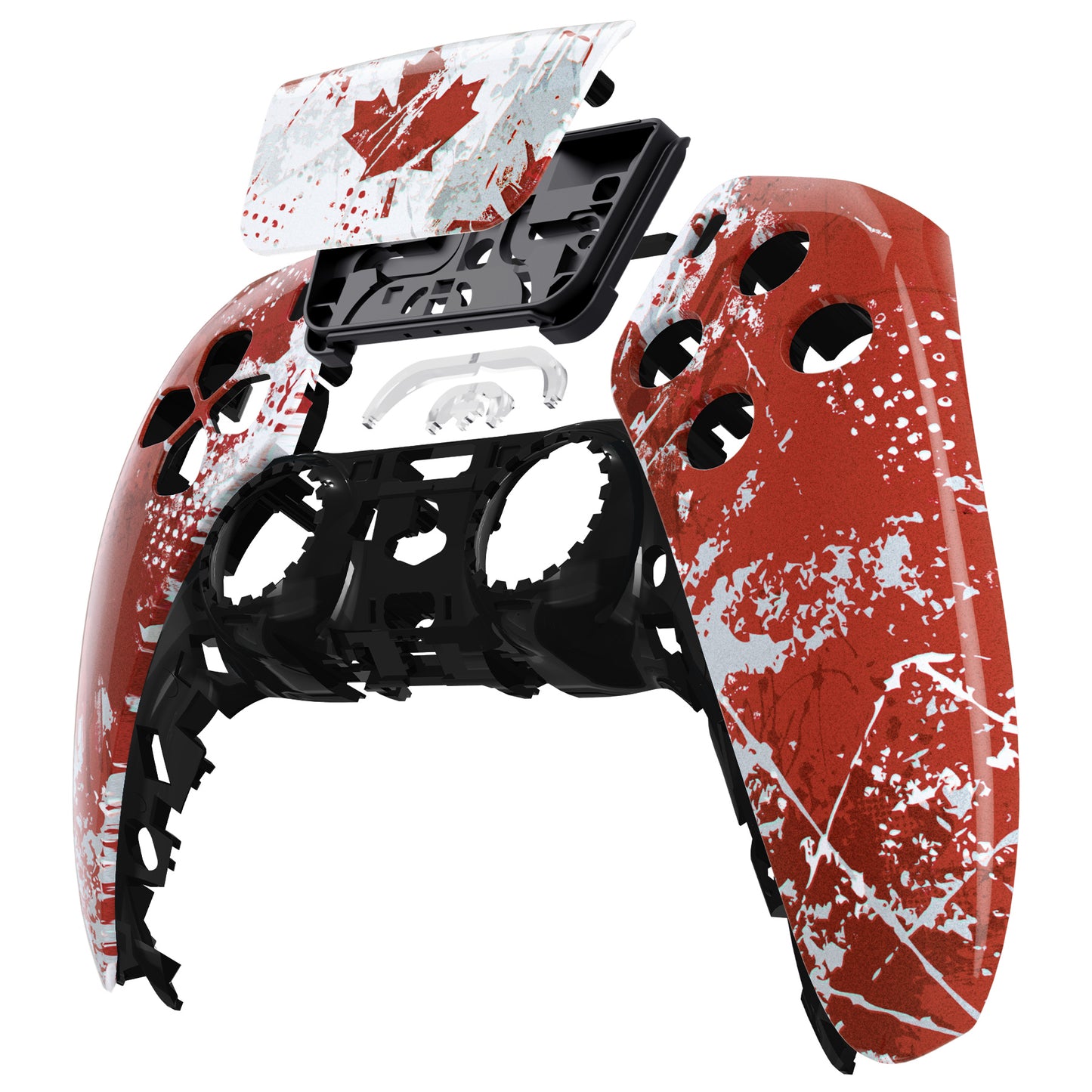 eXtremeRate Replacement Front Housing Shell with Touchpad Compatible with PS5 Controller BDM-010/020/030/040/050 - Impression Canada Flag