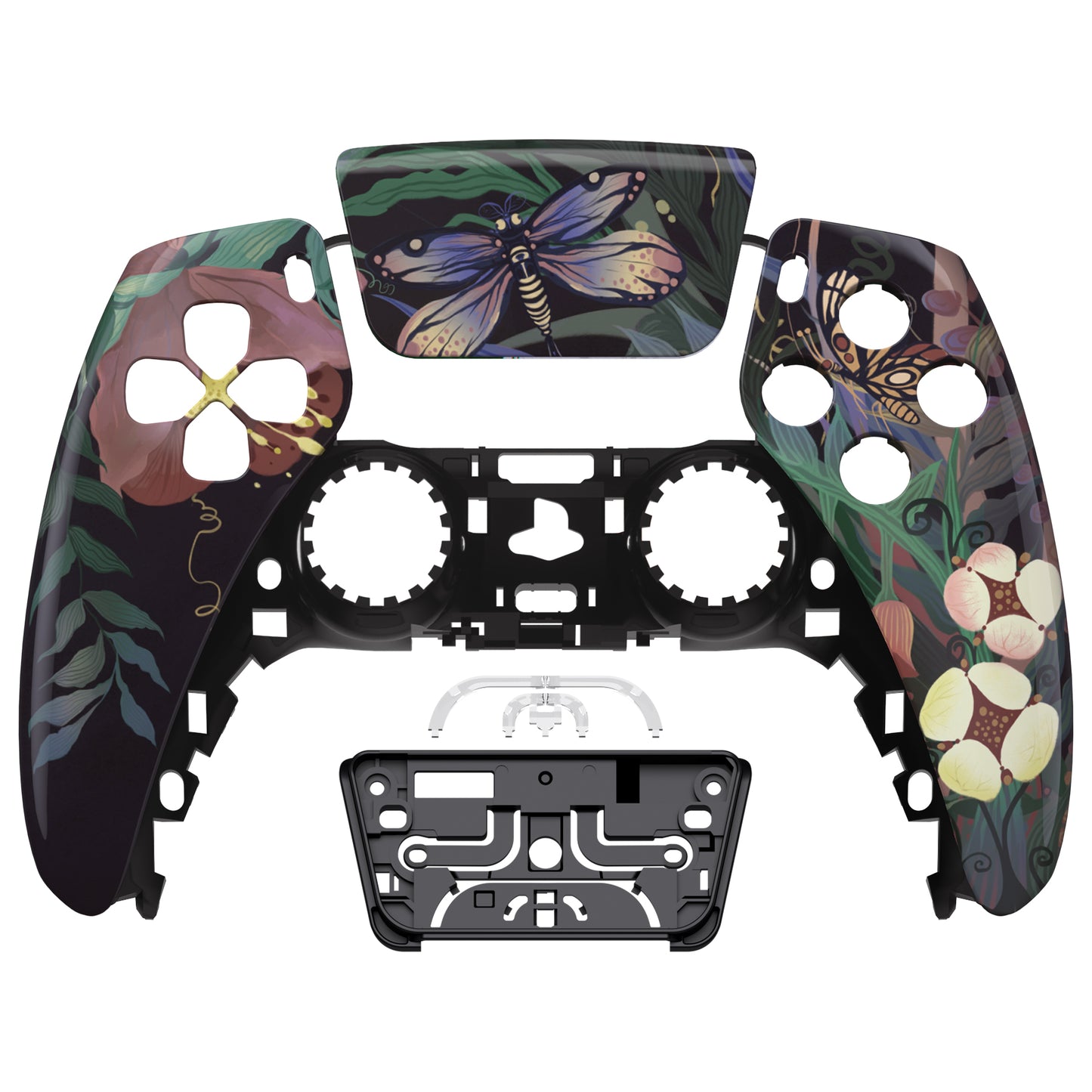 eXtremeRate Replacement Front Housing Shell with Touchpad Compatible with PS5 Controller BDM-010/020/030/040/050 - Mysterious Garden