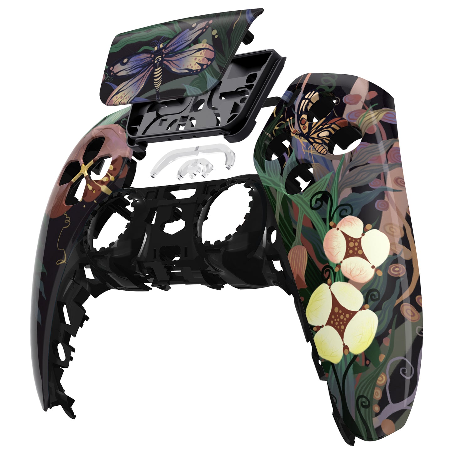 eXtremeRate Replacement Front Housing Shell with Touchpad Compatible with PS5 Controller BDM-010/020/030/040/050 - Mysterious Garden