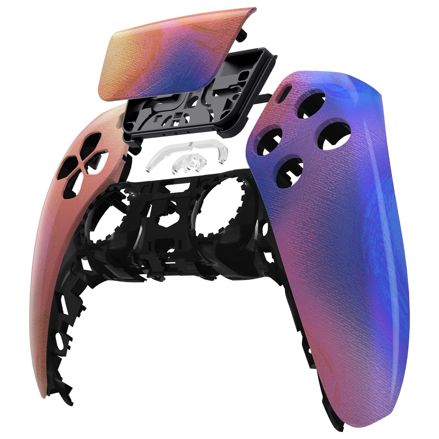 eXtremeRate Replacement Front Housing Shell with Touchpad Compatible with PS5 Controller BDM-010/020/030/040/050 - Purple Red Swirl