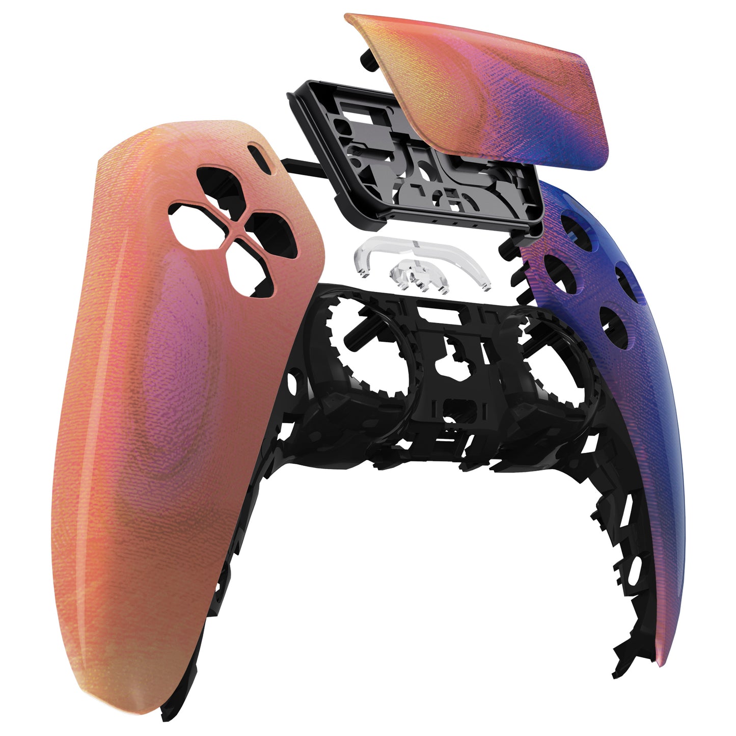 eXtremeRate Replacement Front Housing Shell with Touchpad Compatible with PS5 Controller BDM-010/020/030/040/050 - Purple Red Swirl