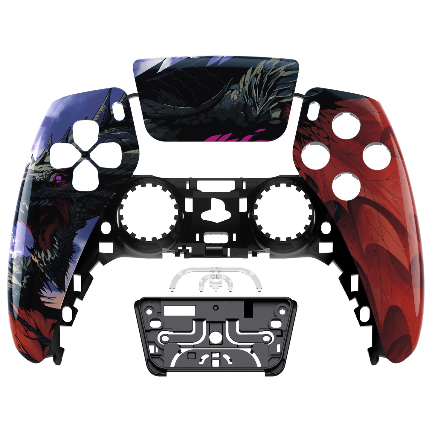 eXtremeRate Replacement Front Housing Shell with Touchpad Compatible with PS5 Controller BDM-010/020/030/040/050 - Roaring Dragon