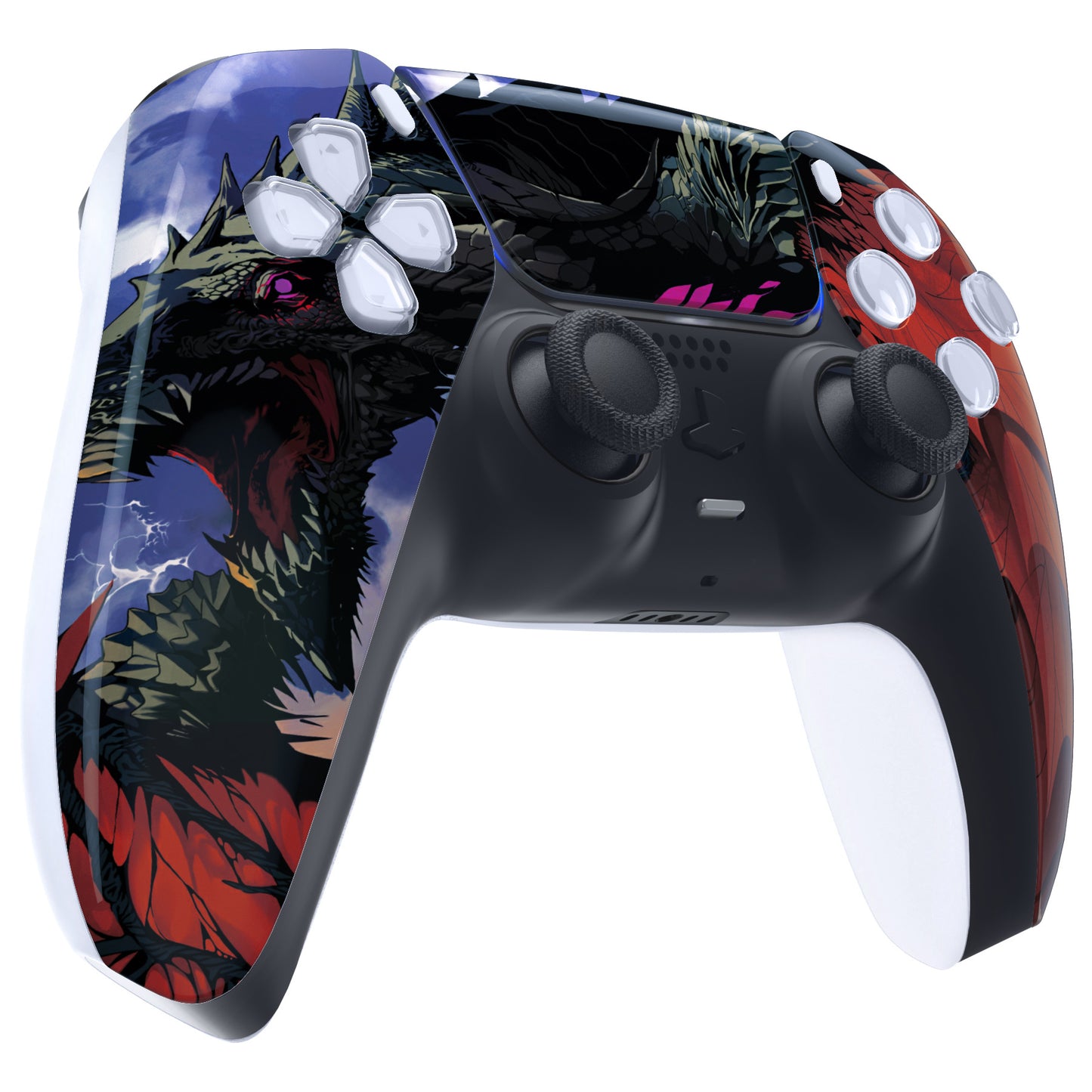 eXtremeRate Replacement Front Housing Shell with Touchpad Compatible with PS5 Controller BDM-010/020/030/040/050 - Roaring Dragon