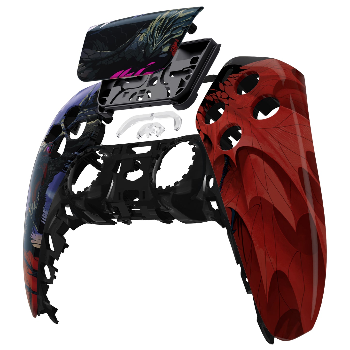 eXtremeRate Replacement Front Housing Shell with Touchpad Compatible with PS5 Controller BDM-010/020/030/040/050 - Roaring Dragon