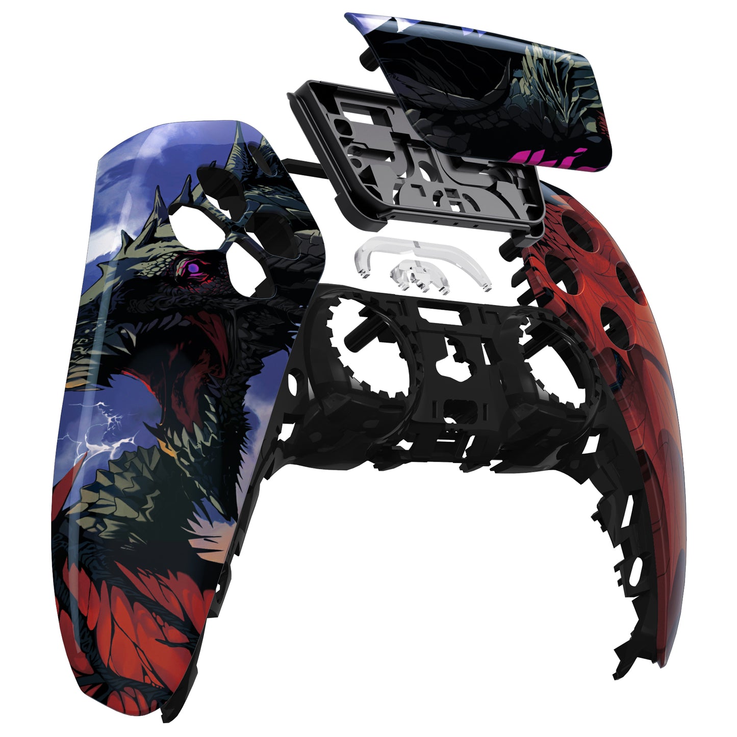 eXtremeRate Replacement Front Housing Shell with Touchpad Compatible with PS5 Controller BDM-010/020/030/040/050 - Roaring Dragon