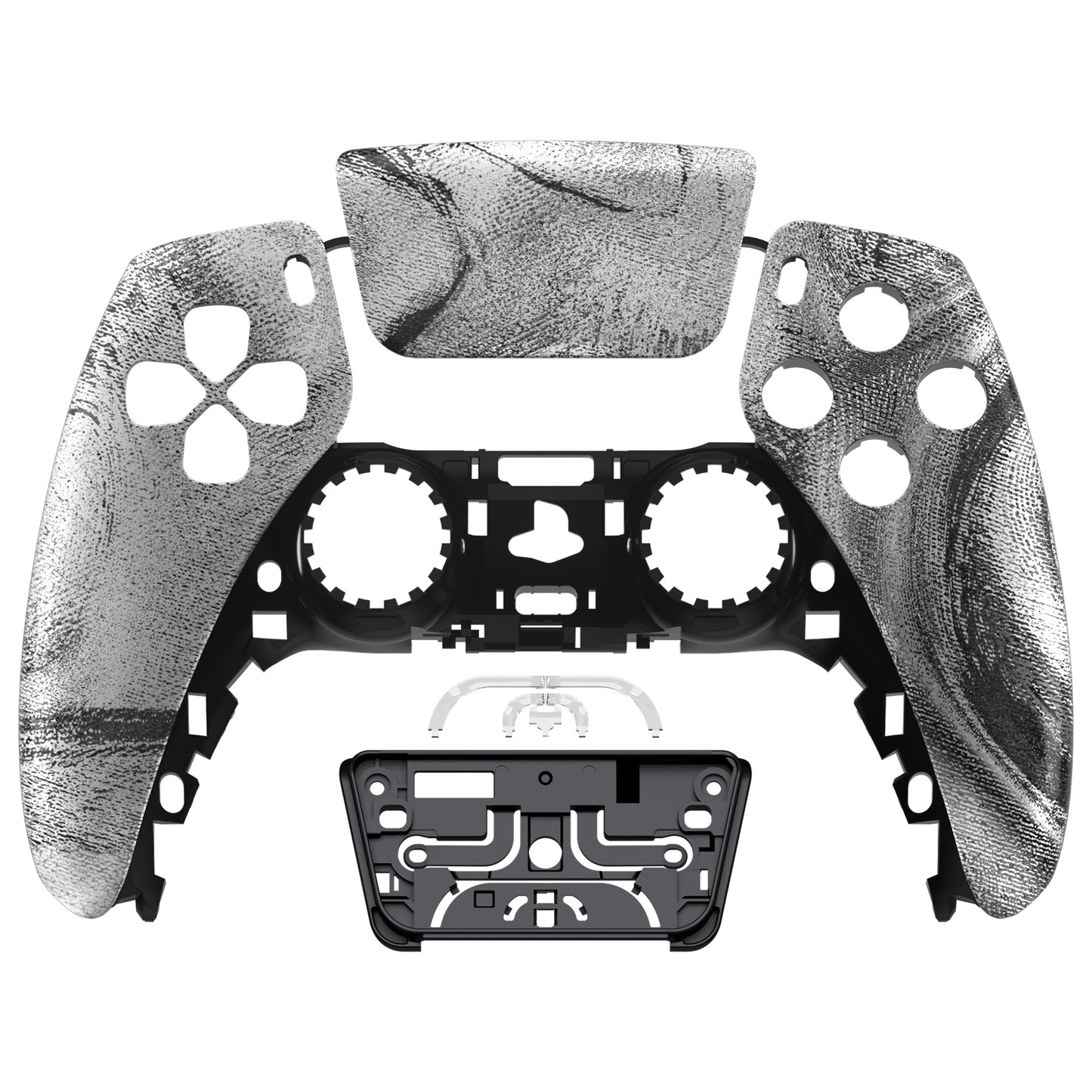 eXtremeRate Replacement Front Housing Shell with Touchpad Compatible with PS5 Controller BDM-010/020/030/040/050 - Silver Wave