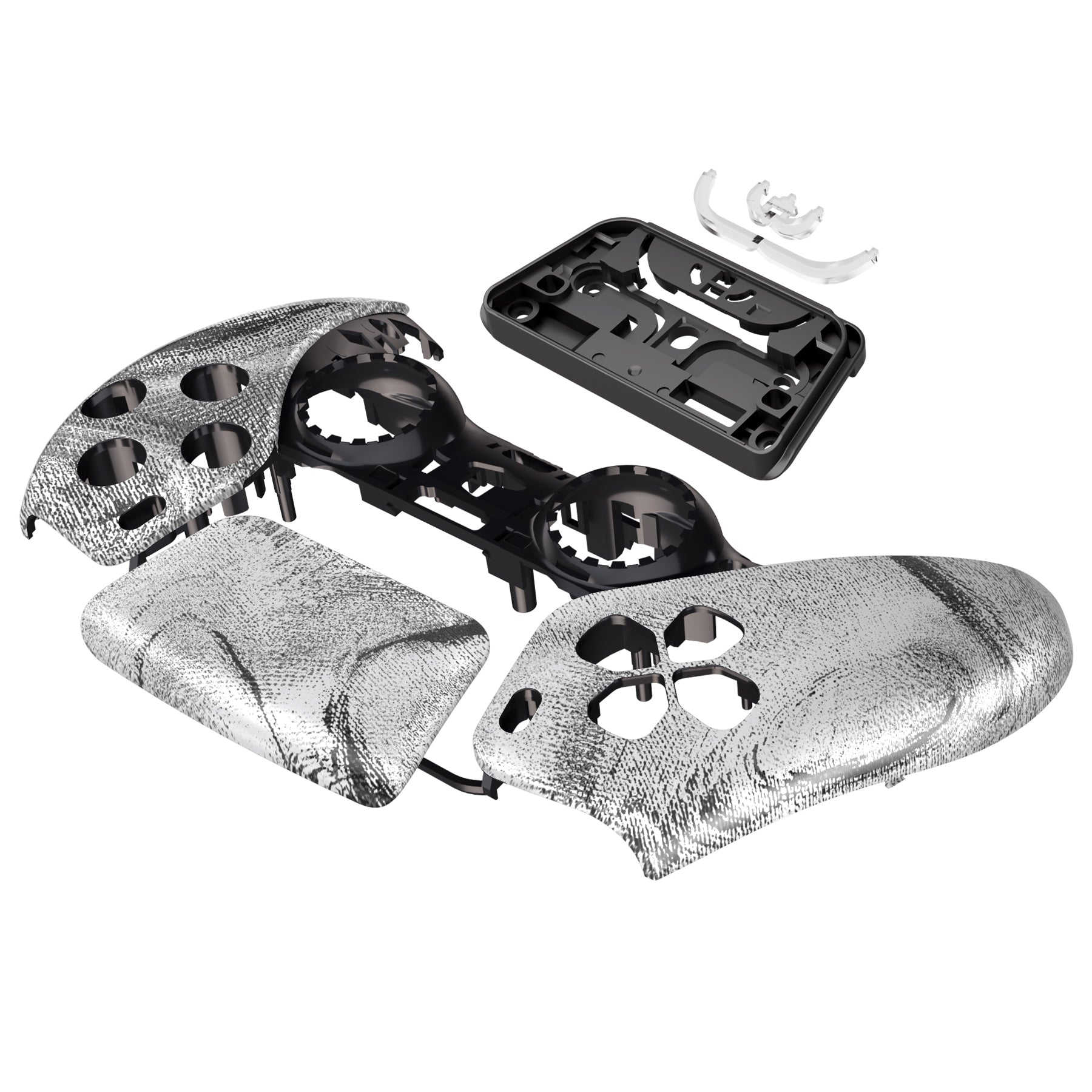 eXtremeRate Silver Wave Touchpad Front Housing Shell Compatible