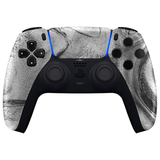 eXtremeRate Replacement Front Housing Shell with Touchpad Compatible with PS5 Controller BDM-010/020/030/040/050 - Silver Wave