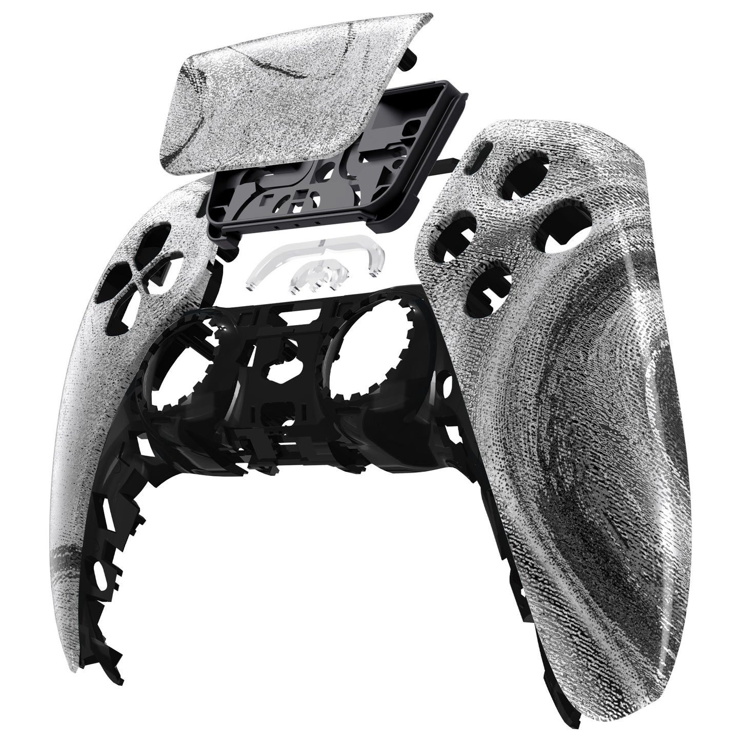 eXtremeRate Replacement Front Housing Shell with Touchpad Compatible with PS5 Controller BDM-010/020/030/040/050 - Silver Wave