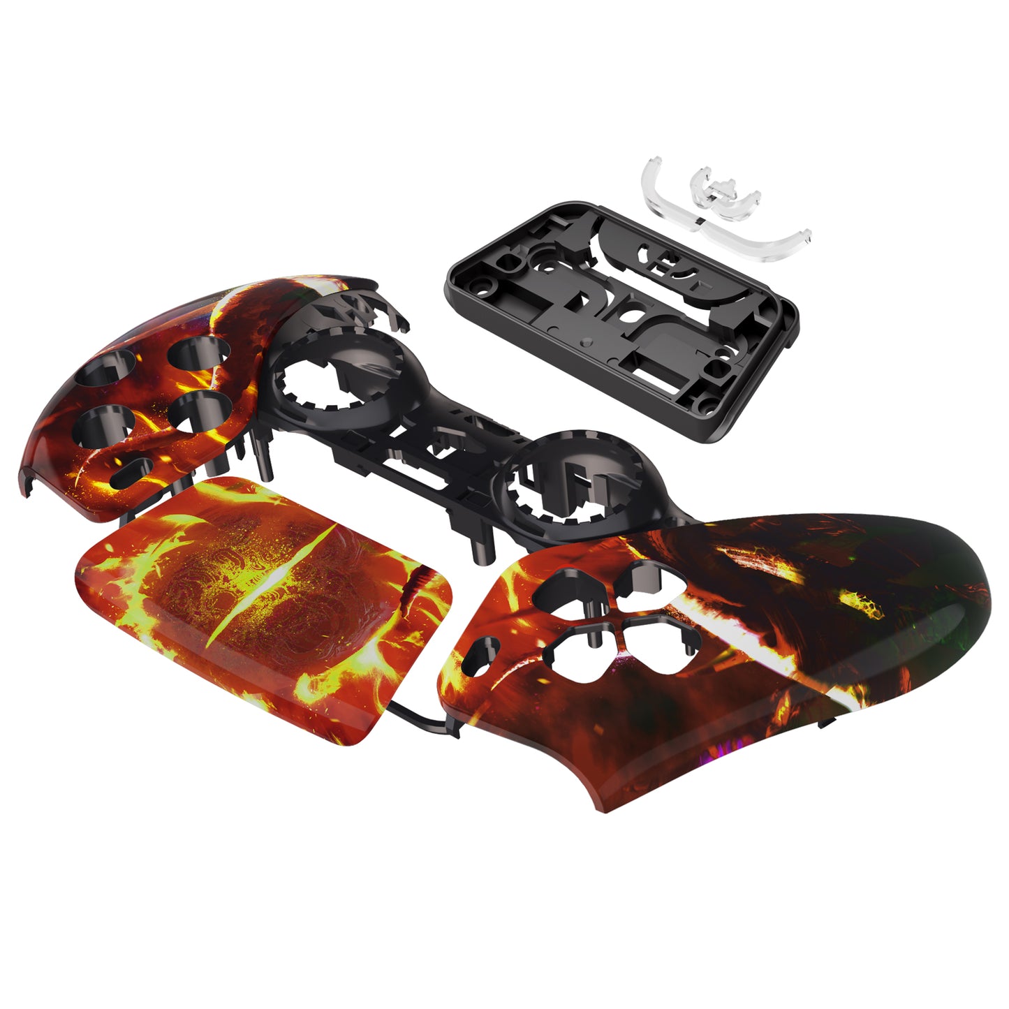 eXtremeRate Replacement Front Housing Shell with Touchpad Compatible with PS5 Controller BDM-010/020/030/040/050 - The Great Flaming Overlord