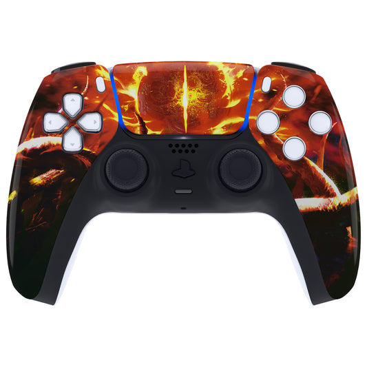 eXtremeRate Replacement Front Housing Shell with Touchpad Compatible with PS5 Controller BDM-010/020/030/040/050 - The Great Flaming Overlord
