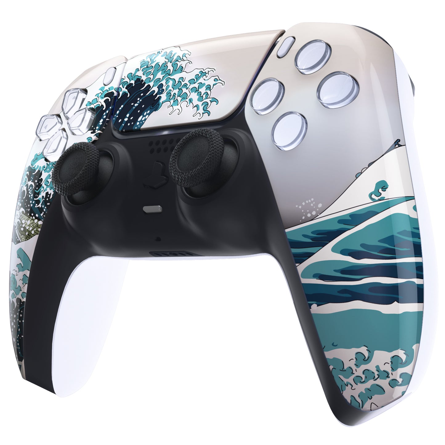 eXtremeRate Replacement Front Housing Shell with Touchpad Compatible with PS5 Controller BDM-010/020/030/040/050 - The Great Wave