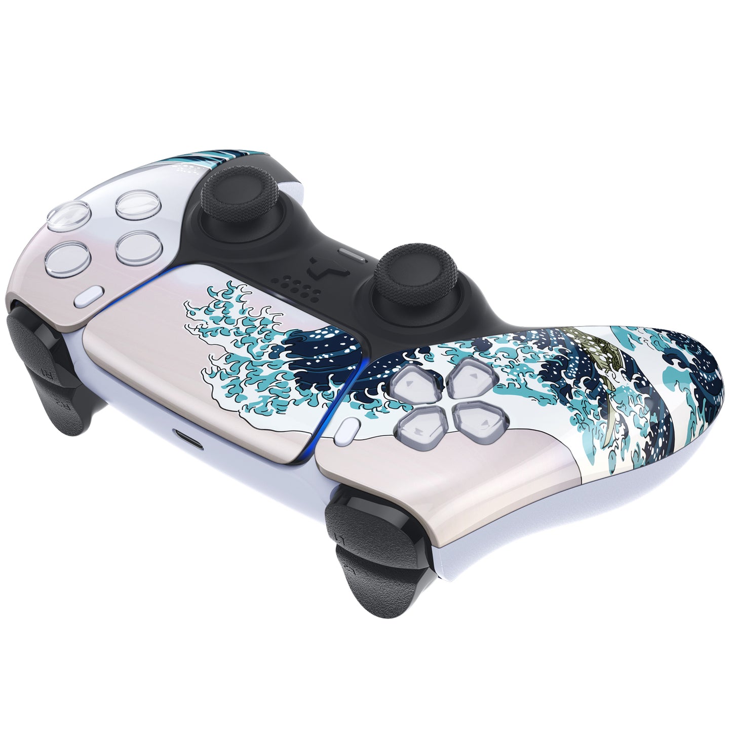 eXtremeRate Replacement Front Housing Shell with Touchpad Compatible with PS5 Controller BDM-010/020/030/040/050 - The Great Wave